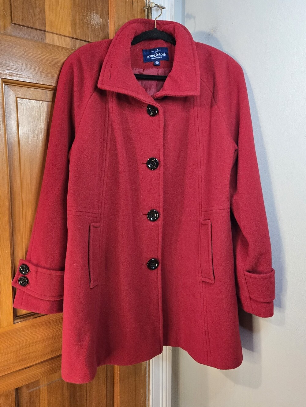Mackintosh Classic Red Wool-Blend Pea Coat